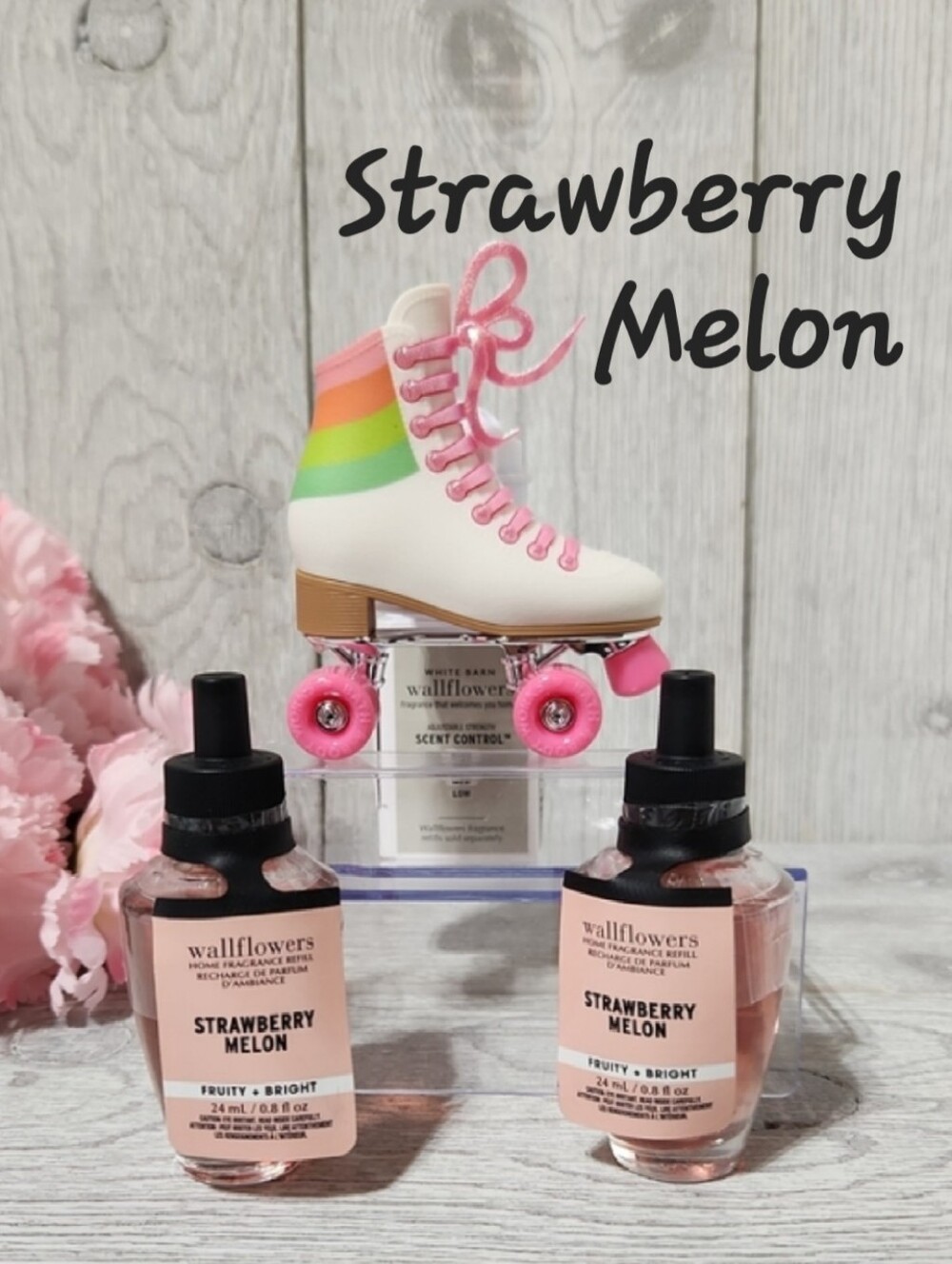 Bath & Body Works Roller Skate Wallflower Plug + 2 Strawberry Melon Refills